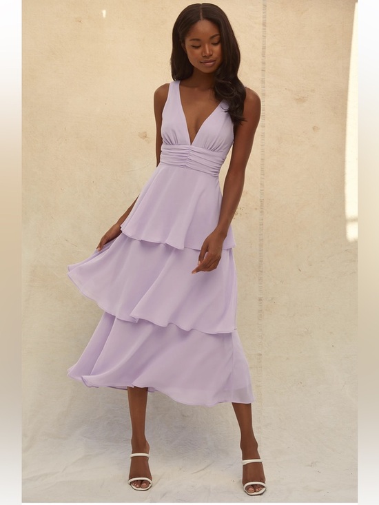 Lulus Dresses & Skirts - Lulu’s Celebration Time Lavender Sleeveless Tiered Midi Dress